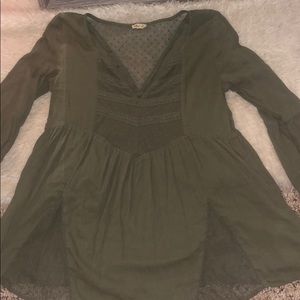 Hollister long sleeve green blouse